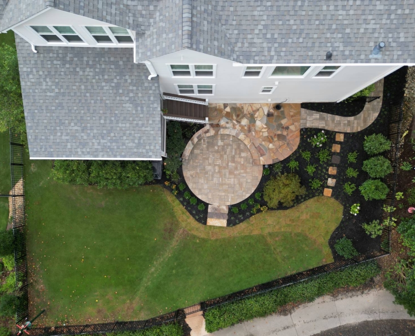 Backyard with patio from above
