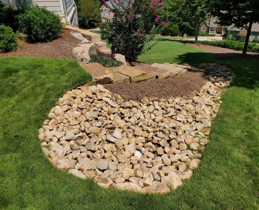 French drain and retaining wall
