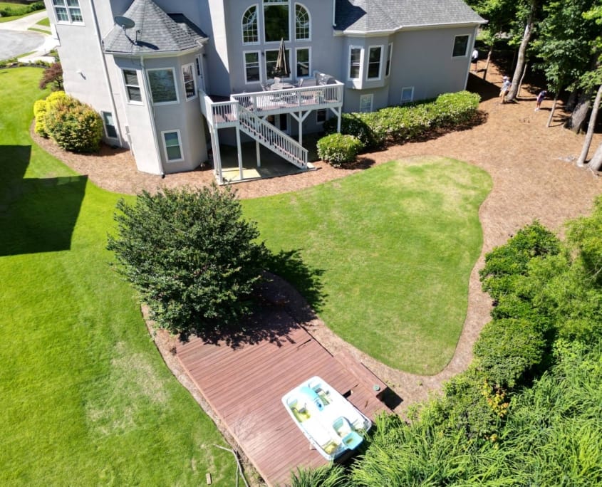 backyard deck and boat launch