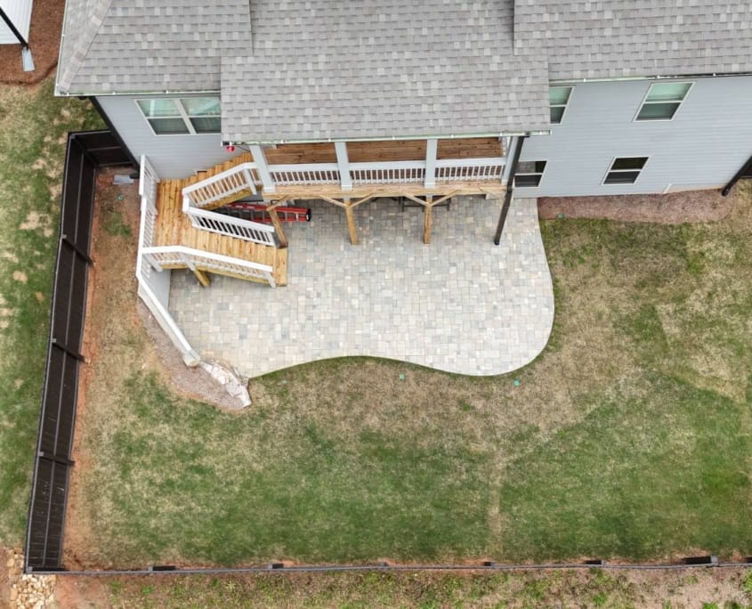 covered deck above patio