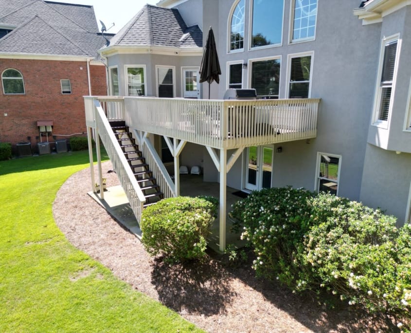 white backyard raised deck